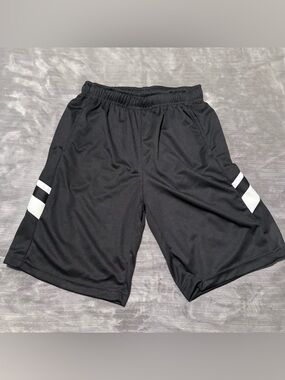 Men's Black Athletic Shorts with Side Stripe
